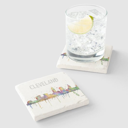 SKYLINE CLEVELANDS, OHIO STEINUNTERSETZER (Seitenansicht)