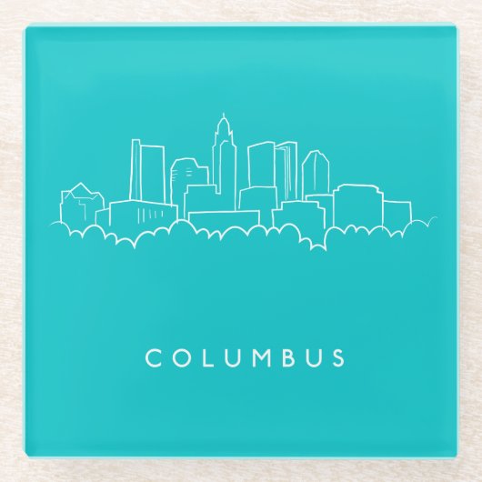 Skyline Columbus, Ohio Glasuntersetzer (Vorderseite)