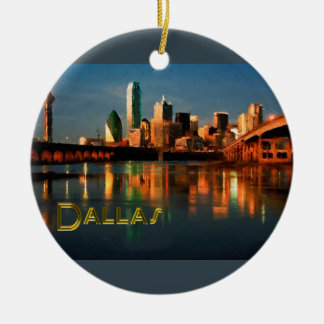 Skyline Dallas Texas an der Dämmerung Keramik Ornament
