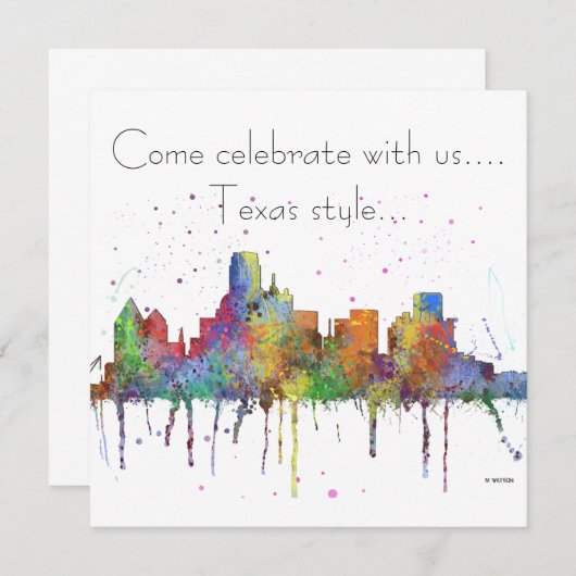 SKYLINE DALLAS, TEXAS EINLADUNG (Vorne/Hinten)