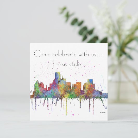 SKYLINE DALLAS, TEXAS EINLADUNG (Stehend Vorderseite)
