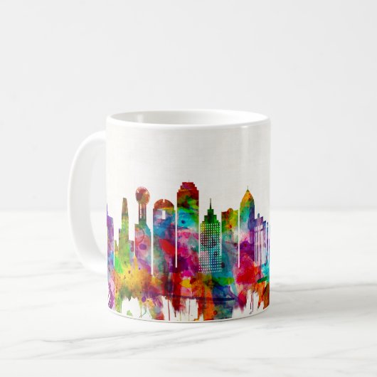 Skyline Dallas Texas Kaffeetasse (Vorderseite Links)