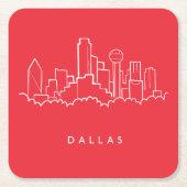 Skyline Dallas Texas Rechteckiger Pappuntersetzer (Vorderseite)