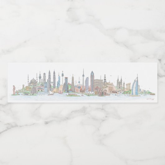 Skyline der Aufkleber der Welt (Einzelnes Label)