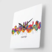 Skyline der Republik Mazedonien Quadratische Wanduhr (Winkel)