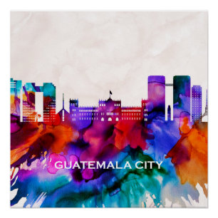Skyline der Stadt Guatemala Poster