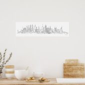 Skyline der Welt (schwarz + weiß) Poster (Küche)
