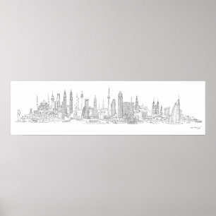Skyline der Welt (Schwarzes + Weiß) Poster