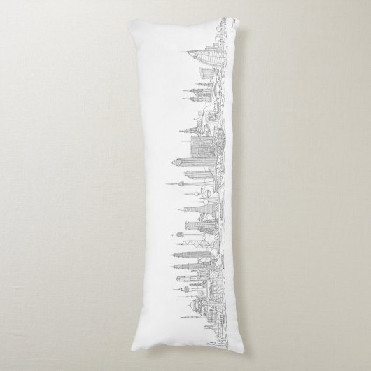 Skyline der Welt (Schwarzes + Weiß) Seitenschläferkissen (Vorderseite Vertikal)