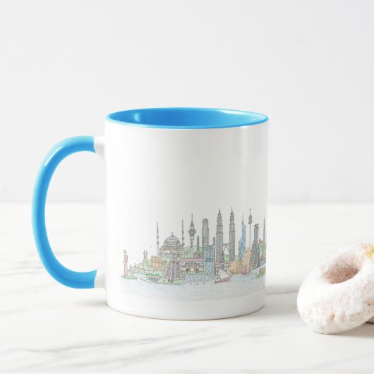 Skyline der Welt Tasse (Mit Donut)