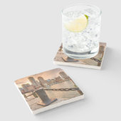 Skyline des Finanzbezirkes von Boston Steinuntersetzer (Seitenansicht)