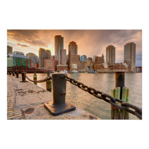 Skyline des Finanzviertels von Boston Poster