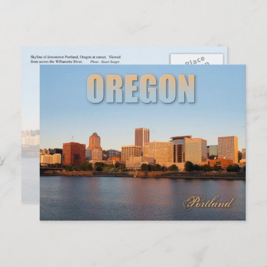 Skyline des Stadtzentrums von Portland, Oregon bei Postkarte (Vorne/Hinten)