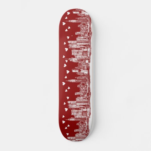 Skyline des Valentinsgrußes NYC Skateboard (Vorderseite)