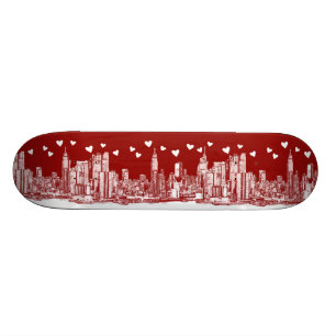 Skyline des Valentinsgrußes NYC Skateboard