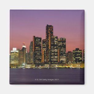 Skyline Detroits, Michigan nachts Magnet