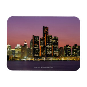 Skyline Detroits, Michigan nachts Magnet