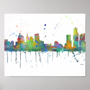 SKYLINE DETROITS, MICHIGAN POSTER