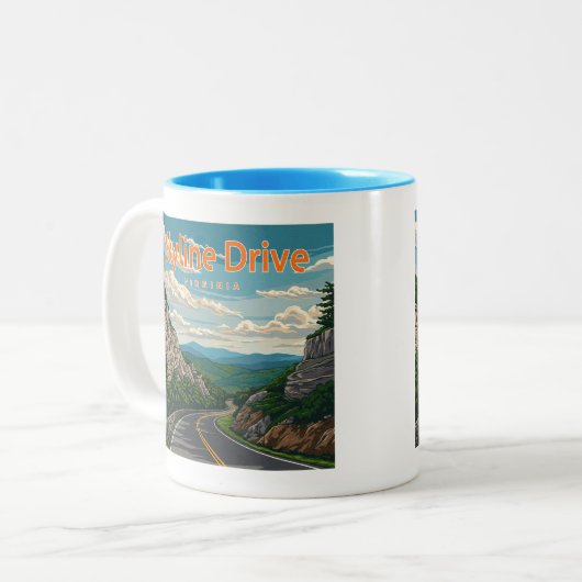 Skyline Drive Virginia Landschaft Zweifarbige Tasse (Vorderseite Links)