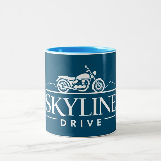Skyline Drive Virginia Motorrad Zweifarbige Tasse (Mittel)