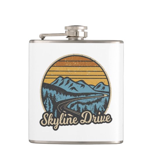 Skyline Drive Virginia Retro Flachmann (Vorderseite)
