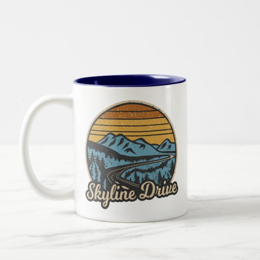 Skyline Drive Virginia Retro Zweifarbige Tasse (Links)