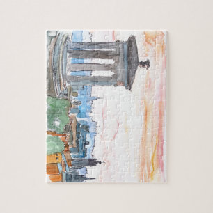 Skyline Edinburghs Schottland an der Dämmerung Puzzle