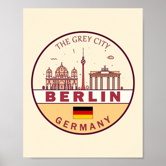 Skyline-Emblem in Berlin Deutschland Poster (Vorne)