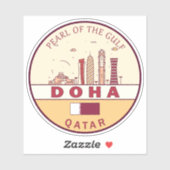 Skyline-Emblem in Doha-Katar Aufkleber (Blatt)