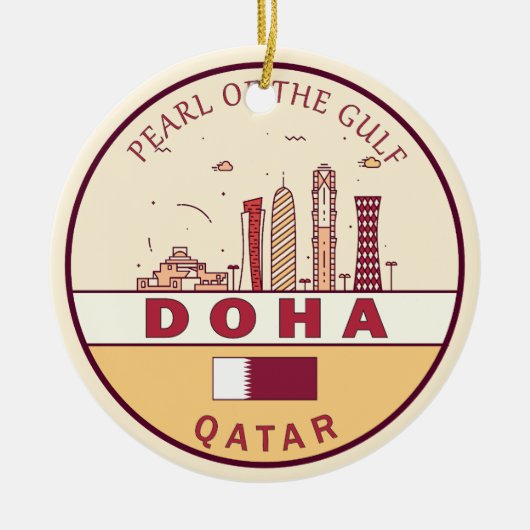 Skyline-Emblem in Doha-Katar Keramik Ornament (Vorne)