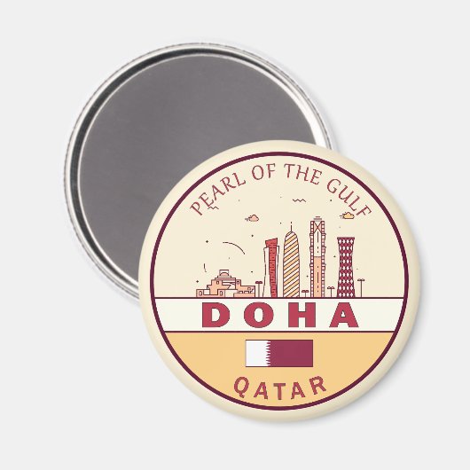 Skyline-Emblem in Doha-Katar Magnet (Vorderseite/Rückseite)