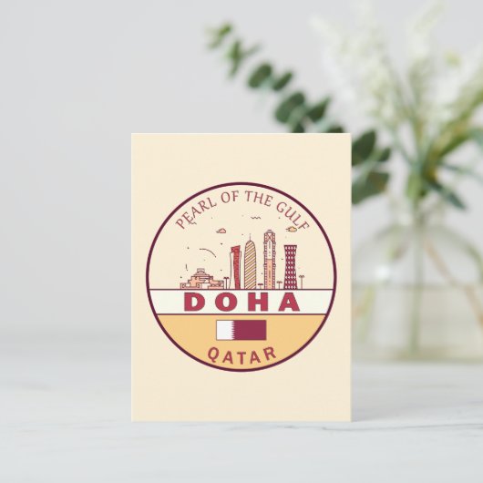 Skyline-Emblem in Doha-Katar Postkarte (Stehend Vorderseite)