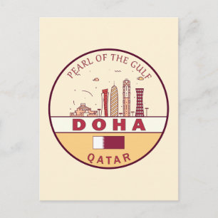 Skyline-Emblem in Doha-Katar Postkarte