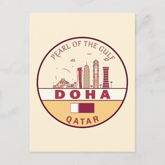 Skyline-Emblem in Doha-Katar Postkarte (Vorderseite)