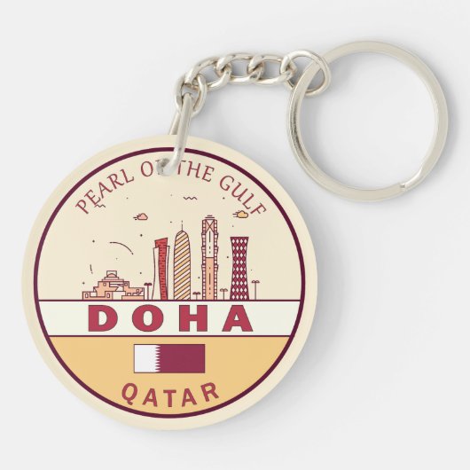 Skyline-Emblem in Doha-Katar Schlüsselanhänger (Rückseite)