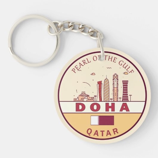 Skyline-Emblem in Doha-Katar Schlüsselanhänger (Vorderseite)