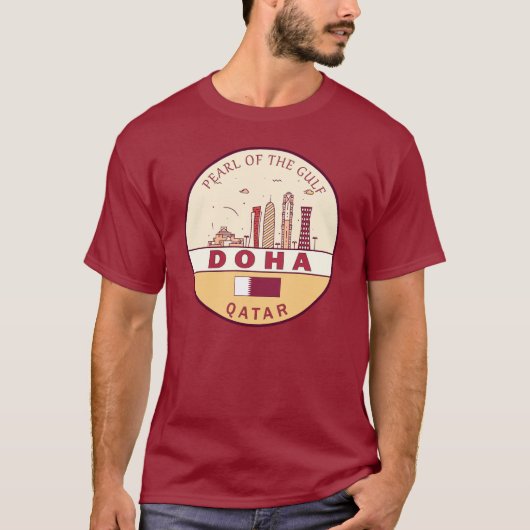 Skyline-Emblem in Doha-Katar T-Shirt (Vorderseite)