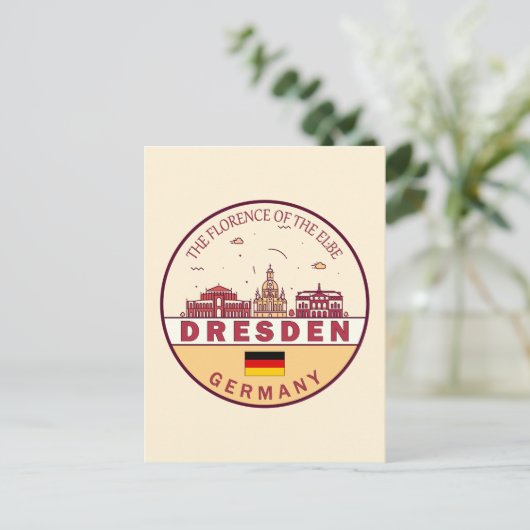 Skyline-Emblem in Dresden Postkarte (Stehend Vorderseite)