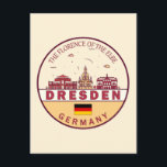 Skyline-Emblem in Dresden Postkarte<br><div class="desc">Dresden minimalistisches,  farbenfrohes Kunstdesign mit Denkmälern und Sehenswürdigkeiten der Stadt in Deutschland.</div>