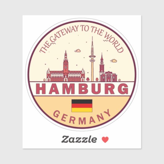Skyline-Emblem in Hamburg Aufkleber (Blatt)