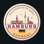 Skyline-Emblem in Hamburg Magnet<br><div class="desc">Hamburg minimalistisches,  farbenfrohes Kunstdesign mit Denkmälern und Sehenswürdigkeiten der Stadt in Deutschland.</div>