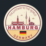 Skyline-Emblem in Hamburg Magnet<br><div class="desc">Hamburg minimalistisches,  farbenfrohes Kunstdesign mit Denkmälern und Sehenswürdigkeiten der Stadt in Deutschland.</div>