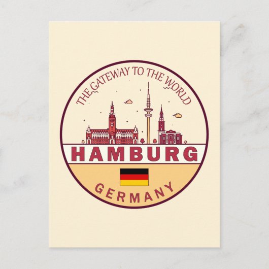 Skyline-Emblem in Hamburg Postkarte (Vorderseite)