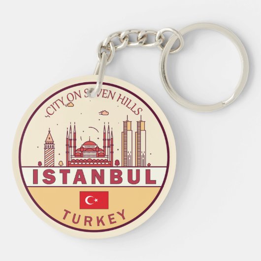 Skyline-Emblem in Istanbul, Türkei Schlüsselanhänger (Rückseite)