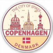 Skyline Emblem in Kopenhagen Aufkleber (Vorderseite)