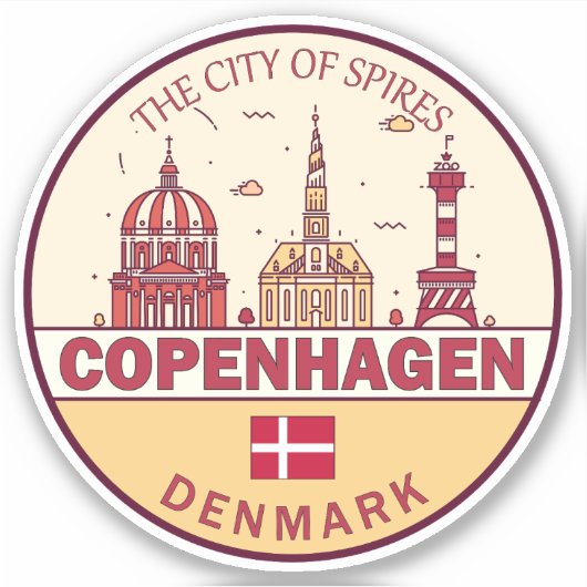 Skyline Emblem in Kopenhagen Aufkleber (Vorderseite)