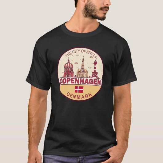 Skyline Emblem in Kopenhagen T-Shirt (Vorderseite)