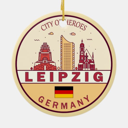 Skyline-Emblem in Leipzig Keramik Ornament (Hinten)
