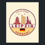 Skyline-Emblem in Leipzig Poster<br><div class="desc">Leipzig minimalistisches,  farbenfrohes Kunstdesign mit Denkmälern und Sehenswürdigkeiten der Stadt in Deutschland.</div>