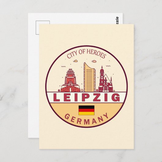 Skyline-Emblem in Leipzig Postkarte (Vorne/Hinten)
